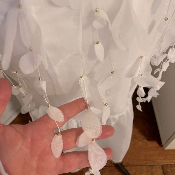 Botanics & Petals Luxury Maxi Dress In Summer White+Gold Droplets+Drop Petals - Picture 11 of 16